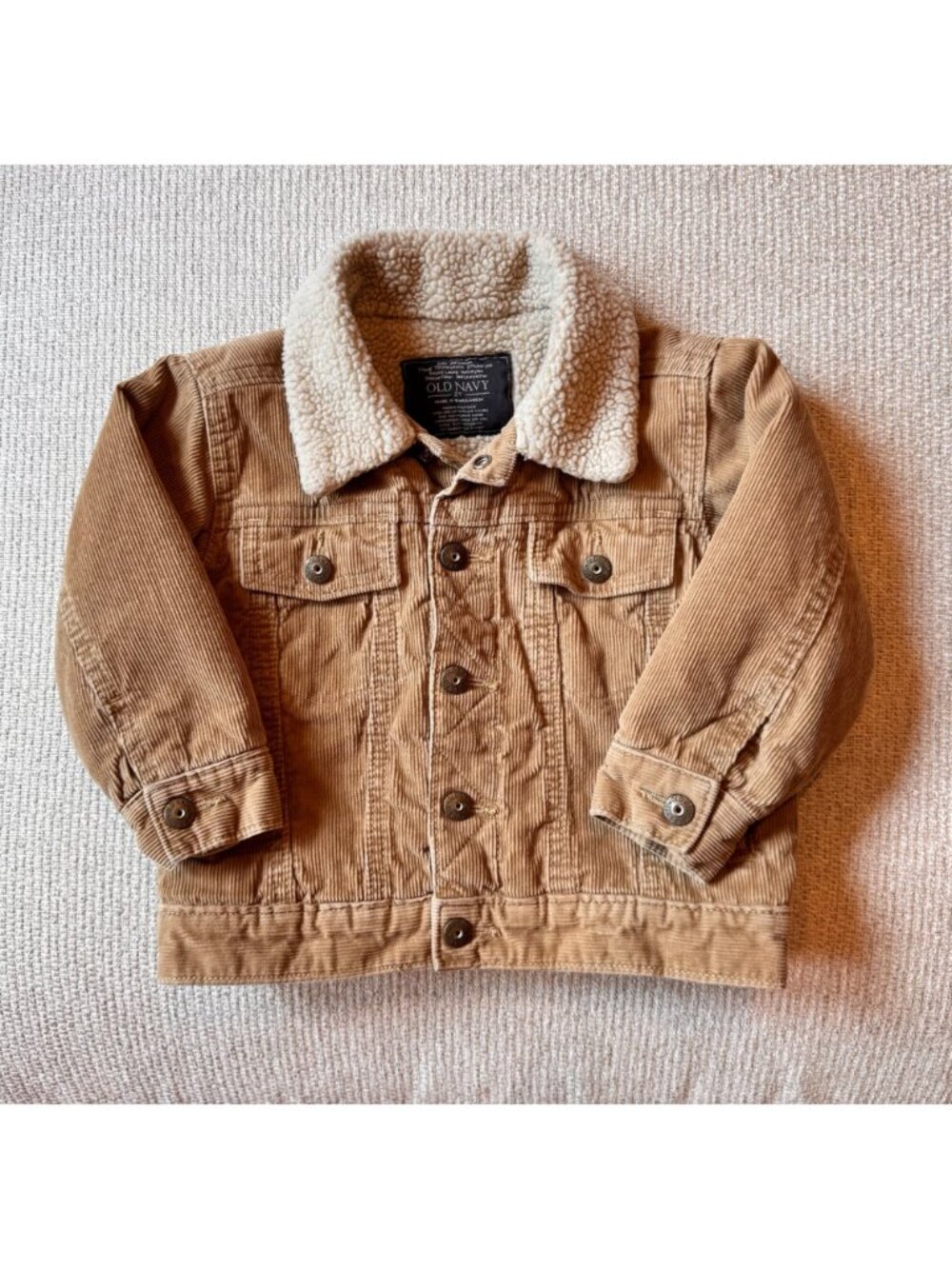 Y2K Old Navy Toddler Boys Size 2T Fall Jacket Corduroy Sherpa Jacket Tan